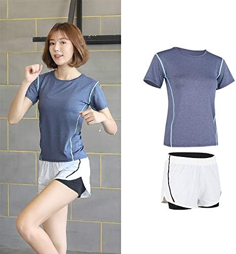 レディースジャージ上下セット 輸入 女性のスポーツウェアランニングフィットネスヨガレギンスセットジムトレーニング服 Color Size Blue M