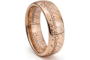 BRAVO JEWEL Rose Gold One Elvish Script Tungsten Carbide Ring Power King Jewelry 6MM 8MM Men Women Wedding Band .