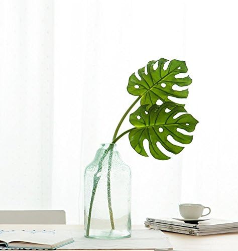SHENGXIA Large Artificial Monstera Tropical Leaf Stem Home Decoration 2Pcs US Stock