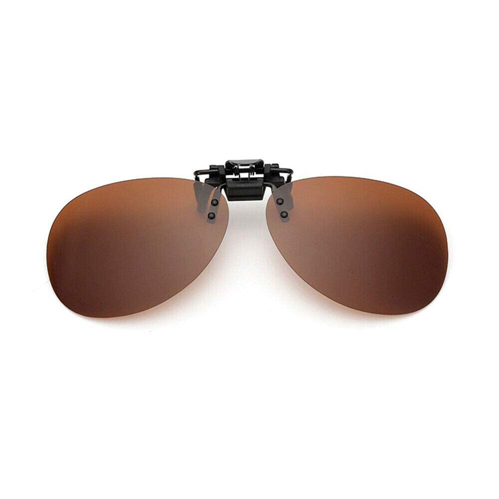Boxonly Sunglasses Polarized Clip On Driving Glasses UV400 HD Day Night Vision Shade Lens For Driving Fishing Brown