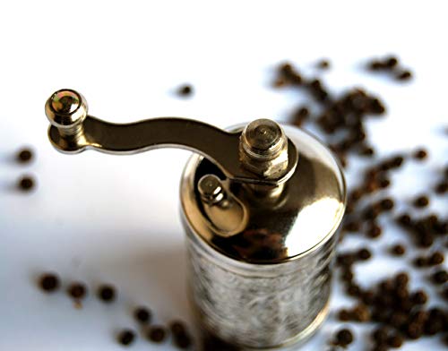 Bazaaranatolia Turkish Grinder, Spice Grinder, Pepper Grinder, Pepper Mill 3.0'' (Silver)