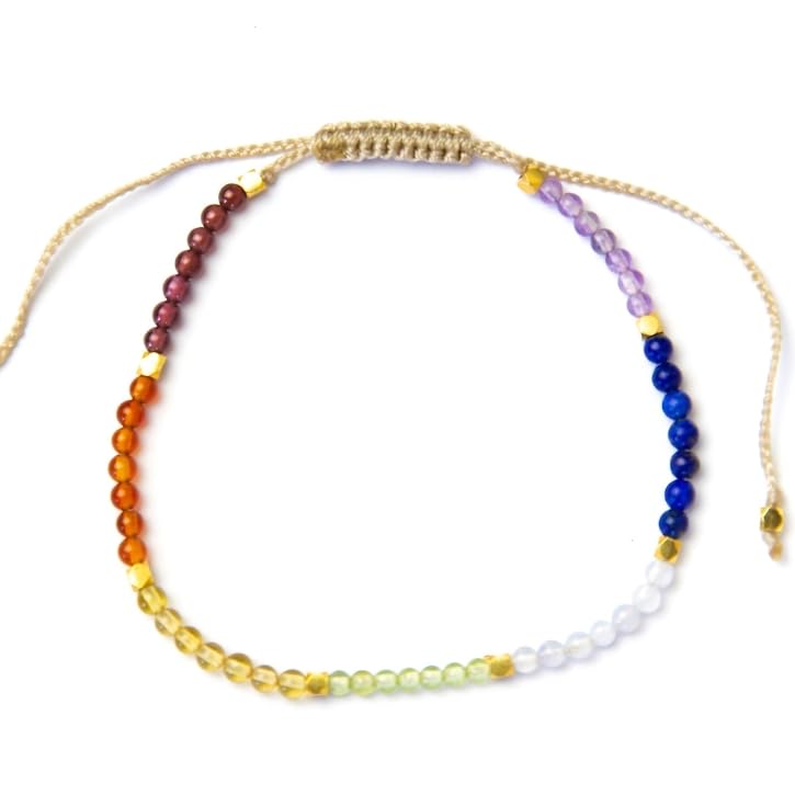 BALIPURA - 7 Chakra Crystal Bracelet For Women - Charm Beaded Bracelet, Garnet & Amethyst Crystal Stone, Bracelets for Teenage Girls - Healing Crystals Bracelet - Handmade Bracelet - 2mm SMALL Beads