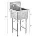 DuraSteel 304 Commercial Stainless Steel Utility Sink - 18 Inch Tub Freestanding Prep Kitchen Sink - NSF Hand Wash Station for Kitchen Sinks, Outdoor, Laundry Room, Garage Slop Small Kitchenette