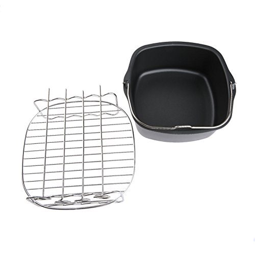 Click Here to See More Images Air Fryer Non-Stick Baking Dish Double Layer Rack with 4Pcs Skewers for Philips Air Fryer Accessories