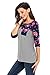 Annflat Women's Plus Size Round Neck Three Quarter Sleeve Floral Tops Girls Juniors T Shirt Small Grey