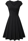 Women’s A Line Cap Sleeve V Neck Elegant Slim Fit Flare and Swing Cocktail Dress