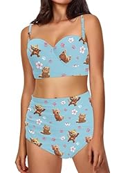Howilath Women Two Piece Cute Kitty Paw Swimsuits