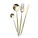 Jinsen Customized Stainless Steel Flatware Set with Fork Spoons Knife Teaspoon for Home Kitchen Restaurant Hotel (Luxury Gold)