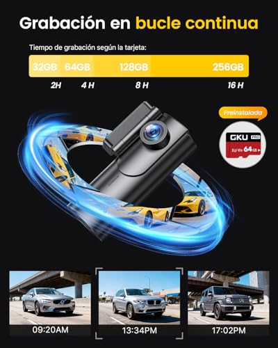 GKU Dashcam Car Camera 4K+1080P, 5GHz WiFi Dash Cam Car with 64GB SD Card,Car Camera Recorder,170° Wide Angle,Night Vision,WDR,G-Sensor,Parking Monitor