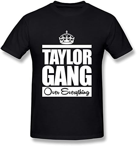 SHMUY Men's Taylor Gang Over Everything Cotton Round Collar T Shirt,XS,Black