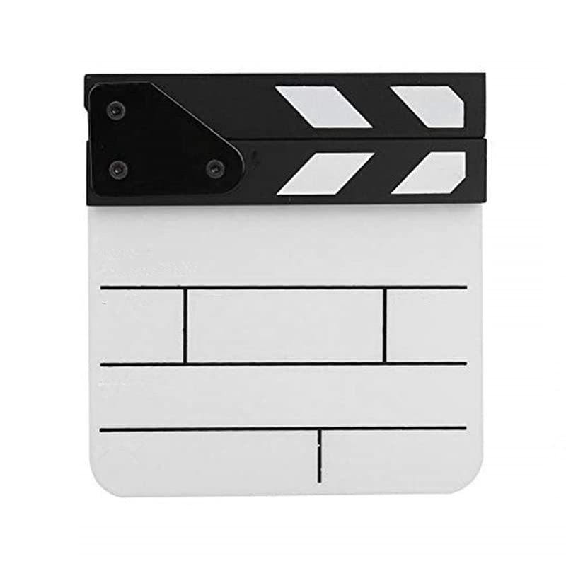 Mini Acrylic Clapperboard Director's Film Clapboard Easy Wipe Cut Action Scene Clapper Board Slate with Pen for Movies, TV Shows, Home Decoration(Black/White)