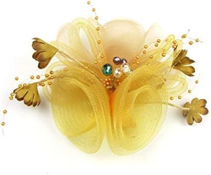2PCS Veil Headwear Flower Crystal Beads Fascinator Hair Clip Brooch Bridal Cocktail Party
