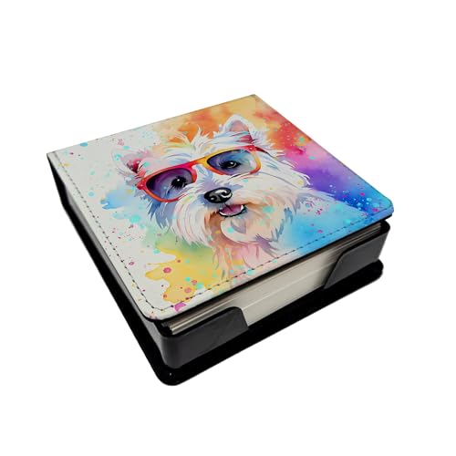 Caroline's Treasures Westie Hippie Dawg PU Leather Note Paper Holder with Artis…