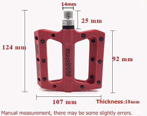 UPANBIKE MTB Road Bike Bicycle 9/16 inch Sealed Bearing Pedals Nylon Fiber (Polyamide) Platform, Red - Image 3
