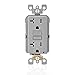 Leviton GFCI Outlet, 20 Amp, Self Test, Tamper-Resistant with LED Indicator Light, Protection from Electric Shock and Electrocution, GFTR2-GY, Gray
