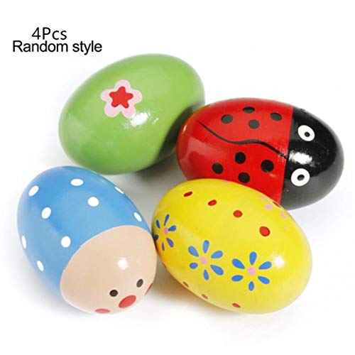 JBBERTH 4Pcs Sand Eggs Percussion Instruments Wooden Percussion Musical for Children Kids Gift Random Color