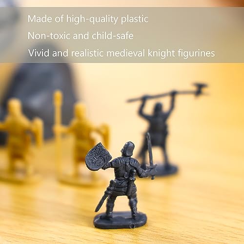 LovesTown 250PCS Medieval Knight Toys, Ancient Toy Soldiers Knight Action Figures Ancient Warrior Figurines with Storage Bag for Boys Birthday