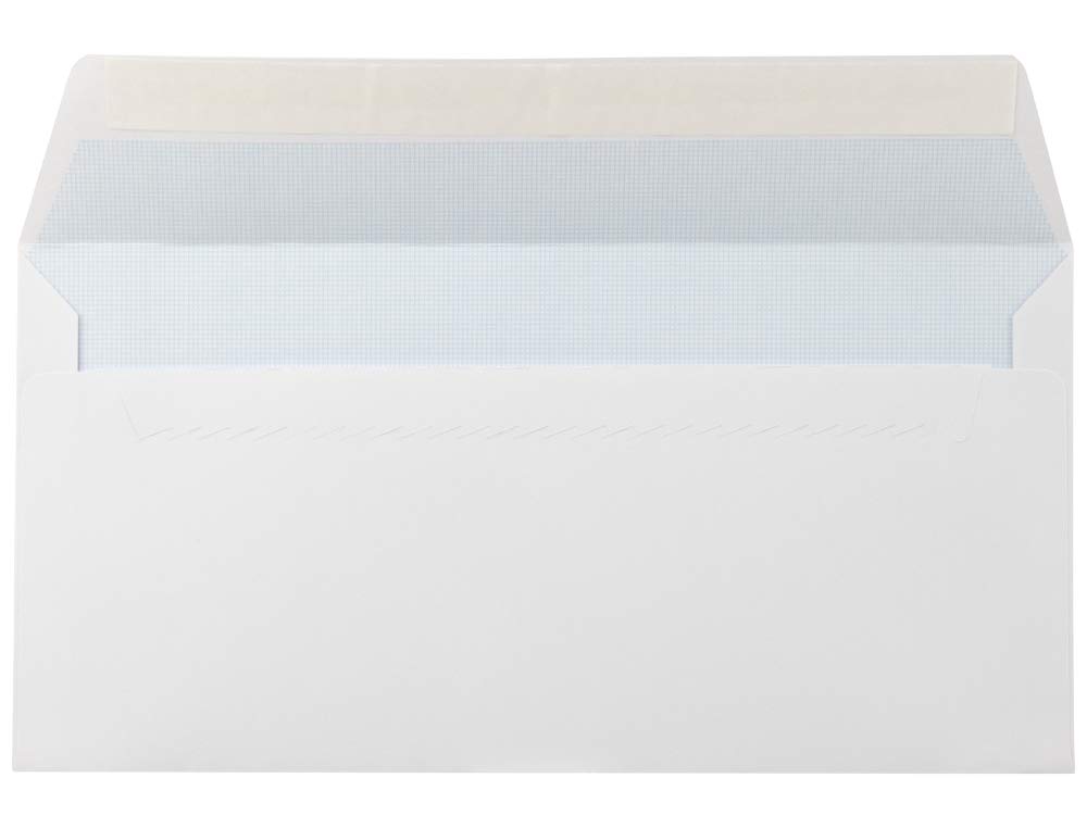 Liderpapel Envelope N.5 American White 115 x 225 mm Silicone Strip Open System Box of 500 Units