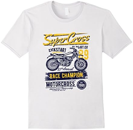 Mens Super Cross Race Champion Motor CrossT-Shirt 3XL White