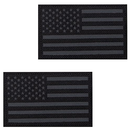 2Pcs IR Reflective Tactical Morale Flag Patch American Flag US United States of America Military Uniform Emblem Patches Balck