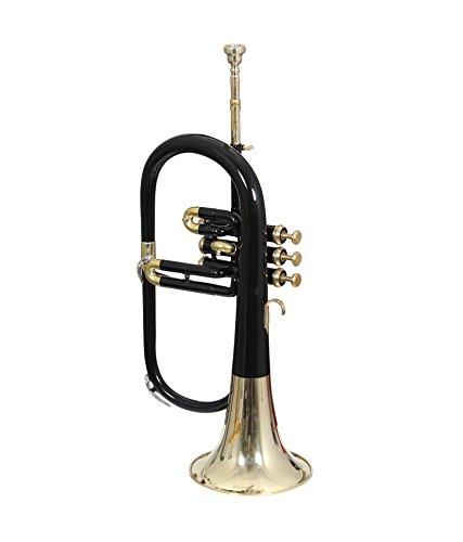 FLUGEL HORN Bb PITCH BLACK + BRASS WITH FREE HARD CASE + MOUTHPIECE - Thumbnail 3