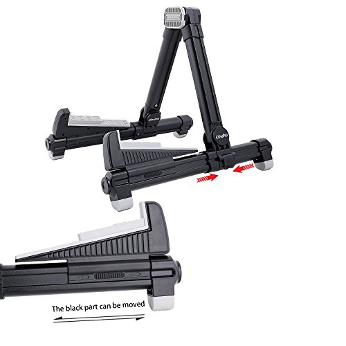 Guitar Stand Upgraded Aluminum Floor Stand Ohuhu Adjustable Guitar Holder Light Weight Foldable Portable for Guitar, Bass, Violin, Ukulele, Banjo, Mandolin (Black)