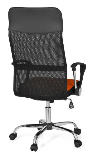 Sedia-Girevole-Orion-Net-Tessuto-Netto-Arancione-Nero-Cromo