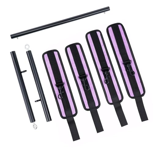 Heavy Duty Stainless Steel Expandable Spreader Bar with 4pcs Furry PU Purple photo 11