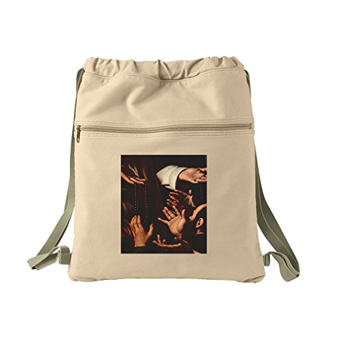 Rosary Madonna #2 (Caravaggio) Canvas Dyed Sack Backpack Bag