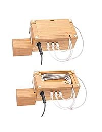 Mozowo   Soporte de carga de bambú con 3 puertos USB para iPhone, XS, MAX, XR, 8, 7, 6, 6S Plus, Apple Watch 2, 3, 4, iWatch de 1.496 in y 1.654 in AirPods