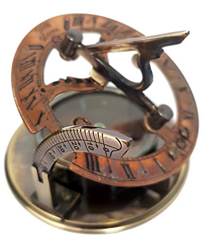 Brass Nautical Handmade Brass Sundial Compass - Pocket Sundial -Brass Antiques West London. Beautiful Gift Item
