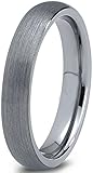 Tungsten Wedding Band Ring 4mm for Men Women Comfort Fit Domed Round Brushed
