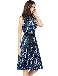 Allegra K - Vestido sin mangas para mujer, diseño de lunares