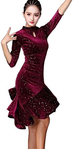 Latin Dance Dress Velvet Dress Ballroom Skirt Waltz Skirt Rumba Dress Cha Cha Dress