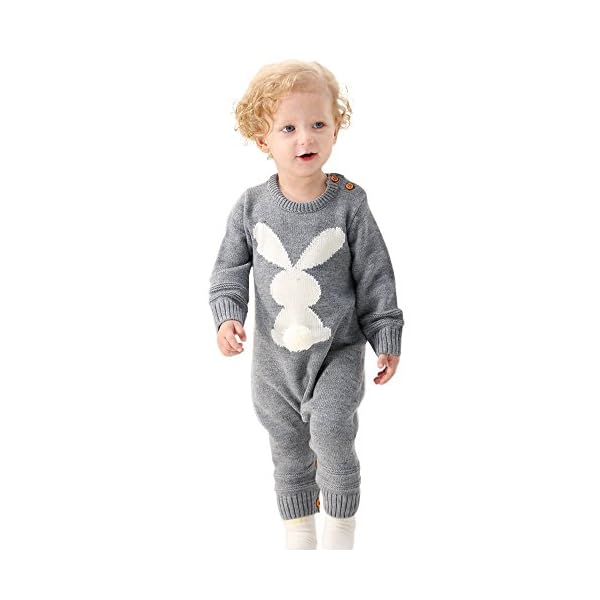 mimixiong Baby Sweater Toddler Jumpsuits Kid's Knitted Bunny Romper for Easter Christmas