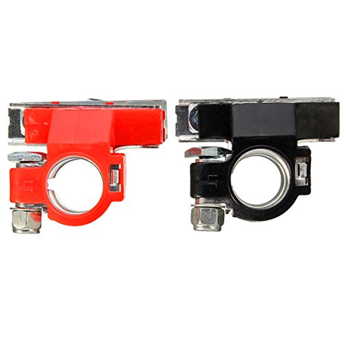 Winnerbe 2pcs Automotive Car Top Post Battery Terminals Wire Cable Clamp Terminal Connectors Black & Red