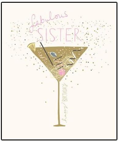Woodmansterne Sister Birthday Card (WDM-424090), Artistic Bunch Of Flowers, From The Peach & Prosecco Range