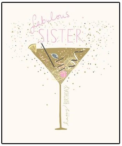 Woodmansterne Sister Birthday Card (WDM-424090) - Artistic Bunch Of Flowers - From The Peach & Prosecco Range - Foiled & Embossed Finish