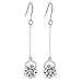 Neoglory Jewelry White Crystal Long Fish Hook Drop Earrings 2 inches Embellished with Crystals from Swarovski