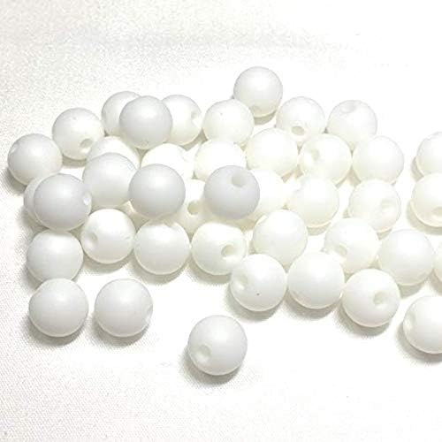 Silicone Beads for Keychain Making, Pacifier Clips Set, Necklaces, Bracelets, Teethers - 19mm Silicone Beads Bulk, Extra Large Round Loose Beads (50pc, 19mm, 01 White)