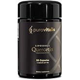 PUROVITALIS Liposomal Quercetin 125mg (500 mg Equivalent), 99% Purity, High Bioavailability, Antioxidant and Immune Support Supplement, 1-Month Supply (30 Vegan Capsules)