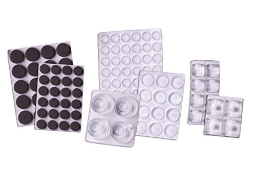 Self Stick Bumpers Variety of Sizes Assortment, Round & Square, 120 Pieces, Clear - Foam