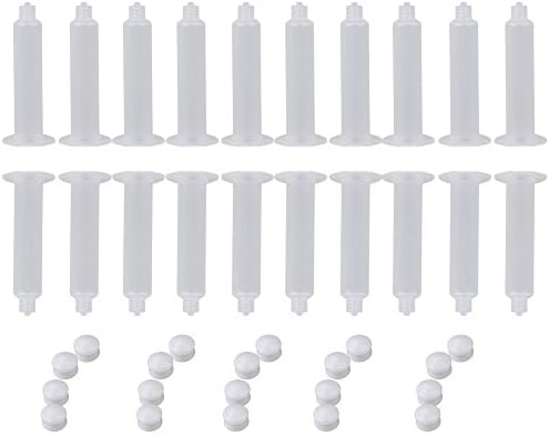 CNBTR 3.58" Transparent Plastic USA Type Fluid Dispenser 10cc Capacity Glue Dispensing Syringe Barrel for Industry Pack of 20
