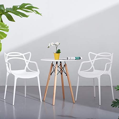 YANG Set Of 4 Masters Chairs Black Style indoor/outdoor Modern Retro Dining Garden (White)