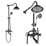 Rozin ORB Finish Bath Tub Shower Faucet Set 8 Inch Shower Head + Hand Spray Porcelain Deco