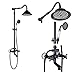Rozin ORB Finish Bath Tub Shower Faucet Set 8 Inch Shower Head + Hand Spray Porcelain Deco