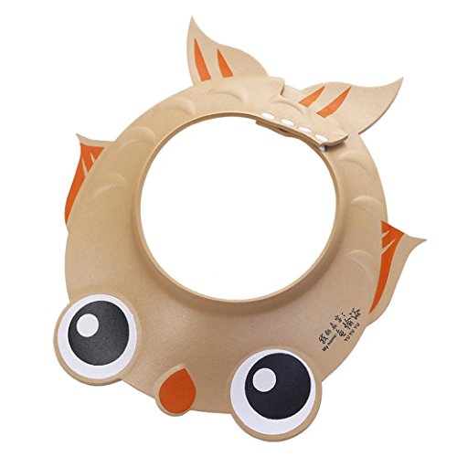 Sagton Bathing Shower Cap, Wash Hair Shield Visor Caps for Baby Adjust Shampoo Hat (Coffee)