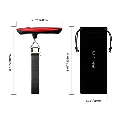 Elzo Digital Luggage Scale with Tape Measure for Travel Baggage Weight & Dimension Measurement, Velvet Carry Protective Bag and CR2032 Lithium Included (Red) - Thumbnail 6