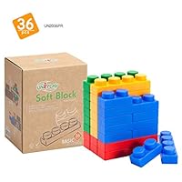 UNiPLAY Soft Plastic Stacking Building Blocks - Baby Developmental Toy - 36-Piece Multi-Color Set