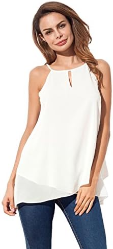Kaigenina Womens Chiffon Tank Tops Flowy Casual Halter Loose Sleeveless Shirts